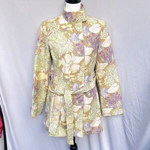 Mossimo Ladies Zip Up Y2K Vintage Floral Trench Coat Women’s Small